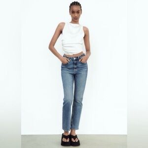 Zara Satin Open Back White Top